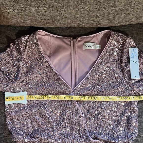 New Eliza J Long Sleeved Sequinned Dress Size 8 Color Rose Gold - Picture 9 of 13